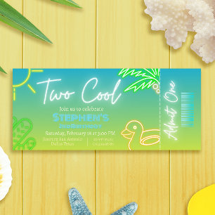 Twee coole 2e verjaardag ticket uitnodiging