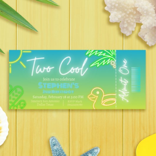 Twee coole 2e verjaardag ticket uitnodiging