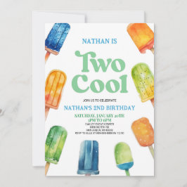 Twee coole 2e verjaardag uitnodigingsretro kaart