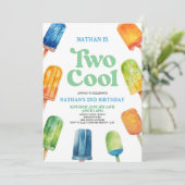 Twee coole 2e verjaardag uitnodigingsretro kaart (Staand voorkant)