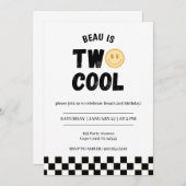 Twee coole 2e verjaardagsfeestje uitnodiging Retro (Voorkant / Achterkant)