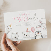 Twee coole Arctische Dieren Verjaardagsuitnodiging Kaart