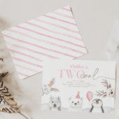 Twee coole Arctische Dieren Verjaardagsuitnodiging Kaart