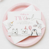 Twee coole Arctische Dieren Verjaardagsuitnodiging Kaart