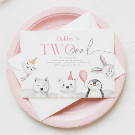 Twee coole Arctische Dieren Verjaardagsuitnodiging Kaart