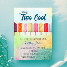 Twee Coole Cute Popsicles Tweede Verjaardag Kaart