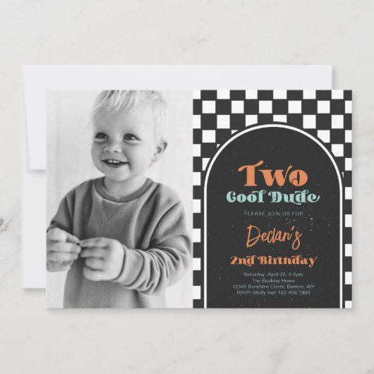 Twee coole foto skateboarden uitnodiging (Voorkant)