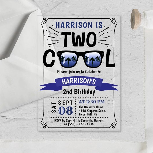 Twee Coole Jongens 2e Verjaardag Acryl Uitnodigingen