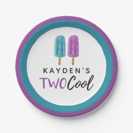 TWEE COOLE Kind 2e verjaardag Zomer Ijslolly Feest Papieren Bordje