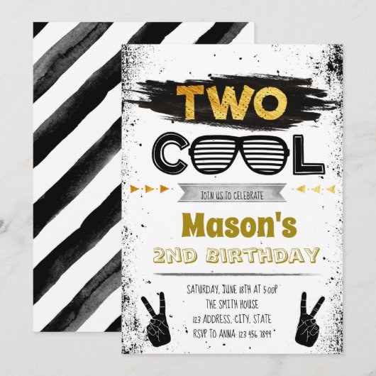 Twee coole partijuitnodiging kaart (Voorkant / Achterkant)