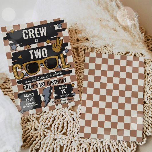 Twee coole Retro geruit zonnebril 2e verjaardag Kaart