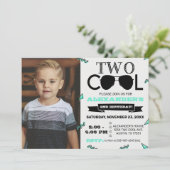Twee coole retro tweede verjaardag foto kaart (Staand voorkant)