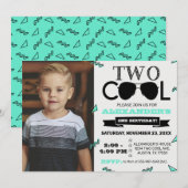 Twee coole retro tweede verjaardag foto kaart (Voorkant / Achterkant)