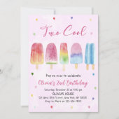 Twee coole roze popsicle meisje verjaardagsfeestje kaart (Voorkant)