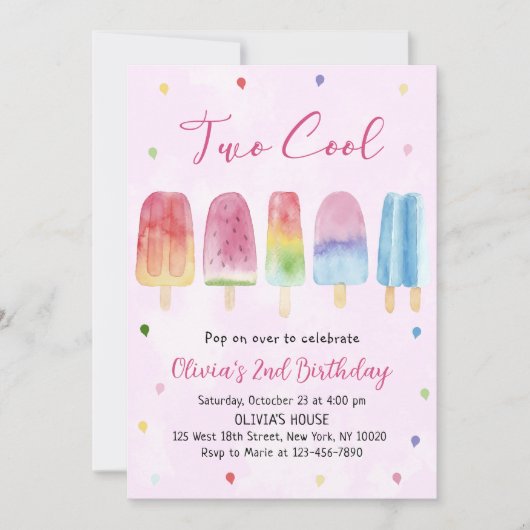 Twee coole roze popsicle meisje verjaardagsfeestje kaart (Voorkant)