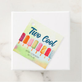 Twee coole Schattigee Popsicles Tweede Verjaardag Bedankjes Labels
