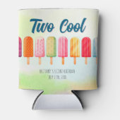 Twee coole Schattigee Popsicles Tweede Verjaardag Blikjeskoeler (Voorkant)