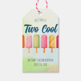 Twee coole Schattigee Popsicles Tweede Verjaardag Cadeaulabel