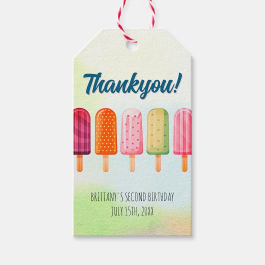 Twee coole Schattigee Popsicles Tweede Verjaardag Cadeaulabel (Voorkant)