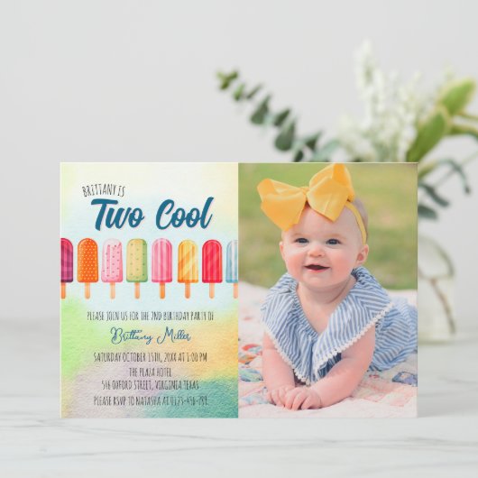 Twee coole Schattigee Popsicles Tweede Verjaardag Kaart (Staand voorkant)