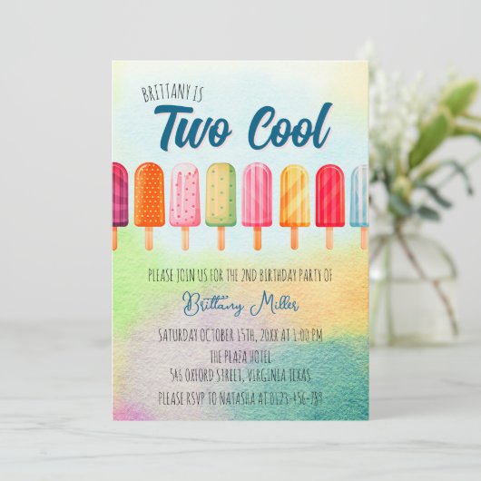 Twee coole Schattigee Popsicles Tweede Verjaardag Kaart (Staand voorkant)