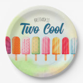 Twee coole Schattigee Popsicles Tweede Verjaardag Papieren Bordje (Voorkant)