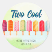 Twee coole Schattigee Popsicles Tweede Verjaardag Ronde Sticker (Voorkant)