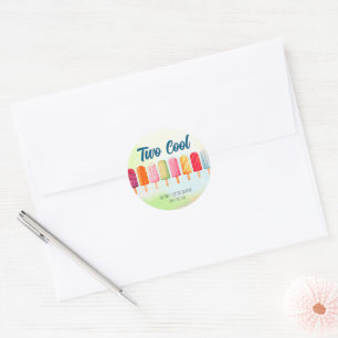 Twee coole Schattigee Popsicles Tweede Verjaardag Ronde Sticker