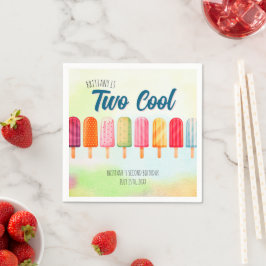 Twee coole Schattigee Popsicles Tweede Verjaardag Servet