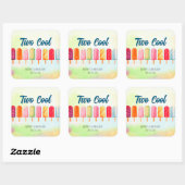 Twee coole Schattigee Popsicles Tweede Verjaardag Vierkante Sticker (Vel)