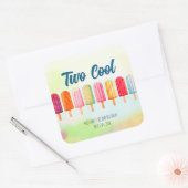 Twee coole Schattigee Popsicles Tweede Verjaardag Vierkante Sticker (Envelop)