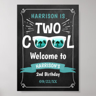Twee Coole Schoolbord Jongens 2e Verjaardag Welkom Poster