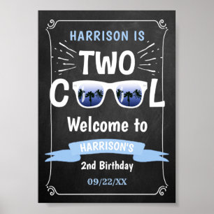 Twee Coole Schoolbord Jongens 2e Verjaardag Welkom Poster