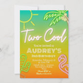 Twee coole tropische Neon Pool Party Kaart (Voorkant)