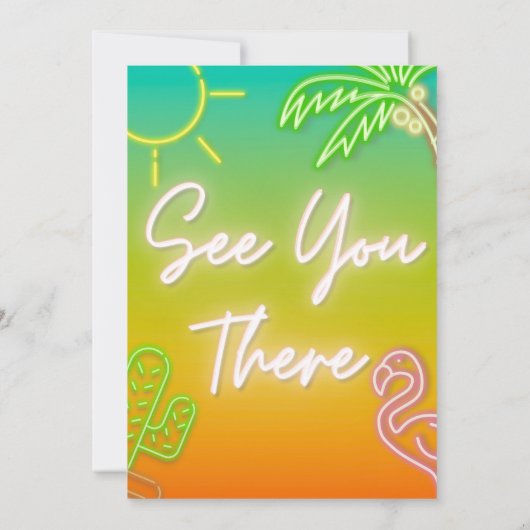 Twee coole tropische Neon Pool Party Kaart (Achterkant)
