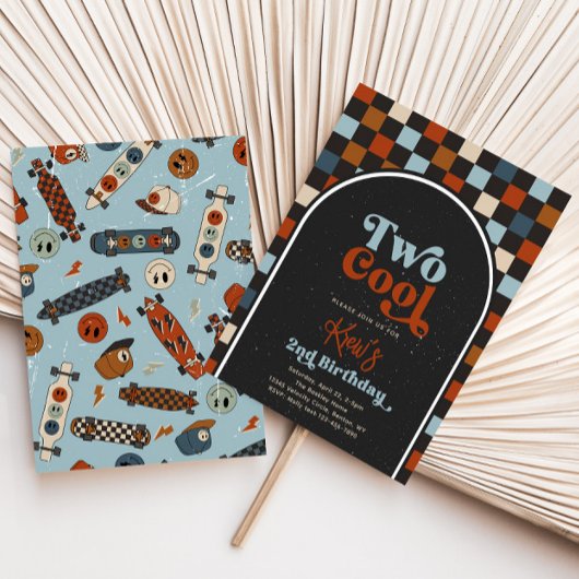 Twee coole tweede verjaardag uitnodiging | Skatebo