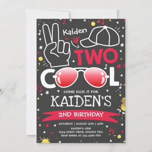 Twee coole verjaardagsfeestje ik ben twee coole 2e kaart (Voorkant)