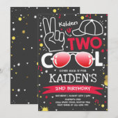 Twee coole verjaardagsfeestje ik ben twee coole 2e kaart (Voorkant / Achterkant)