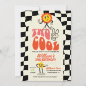 Twee coole verjaardagsfeestje retro verre 2e verja kaart (Voorkant)