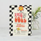 Twee coole verjaardagsfeestje retro verre 2e verja kaart (Staand voorkant)