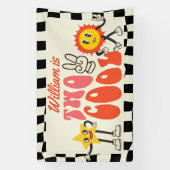 Twee coole verjaardagsfeestje retro verre 2e verja spandoek (Verticaal)