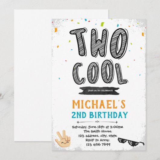 TWEE coole verjaardagsuitnodiging Kaart (Voorkant / Achterkant)