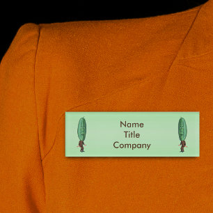Twee Coole Vintage Groene Augurk Hoofd Mannen in P Naambadge