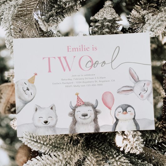 Twee coole winterdieren verjaardagsuitnodiging kaart