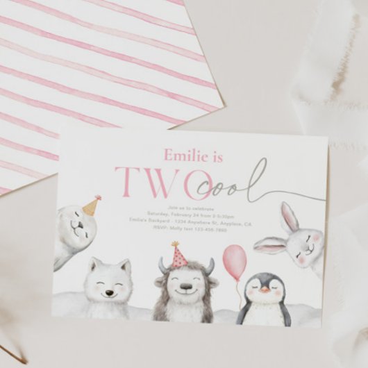 Twee coole winterdieren verjaardagsuitnodiging kaart