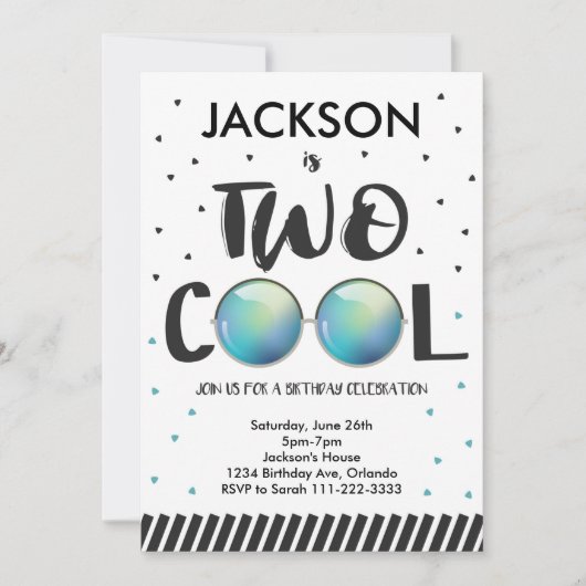 Twee Coole Zonnebrillen Tweede Verjaardagsuitnodig Kaart (Voorkant)