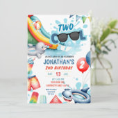 Twee coole zwembad verjaardagsfeestje kaart (Staand voorkant)
