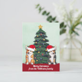Twee Corgi-kerstboomluiken in Santa Hat Briefkaart (Staand voorkant)