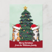 Twee Corgi-kerstboomluiken in Santa Hat Briefkaart (Voorkant)