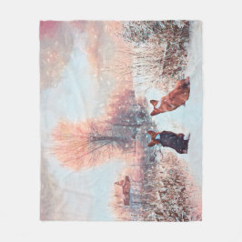 Twee Corgis in de sneeuw Fleece Deken